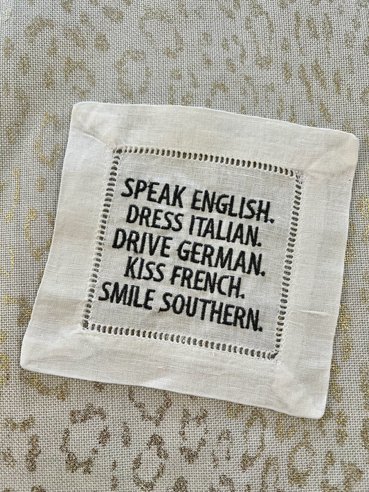 SPEAK ENGLISH...Cocktail Napkin (Set of 4)