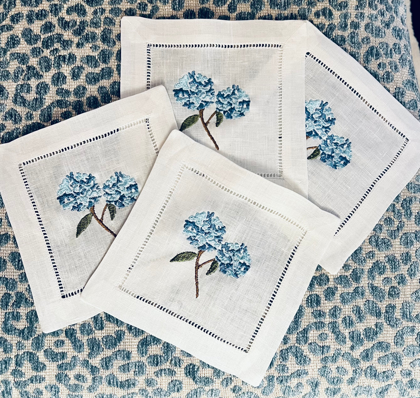 Blue Hydrangea Cocktail Napkins (Set of 4)