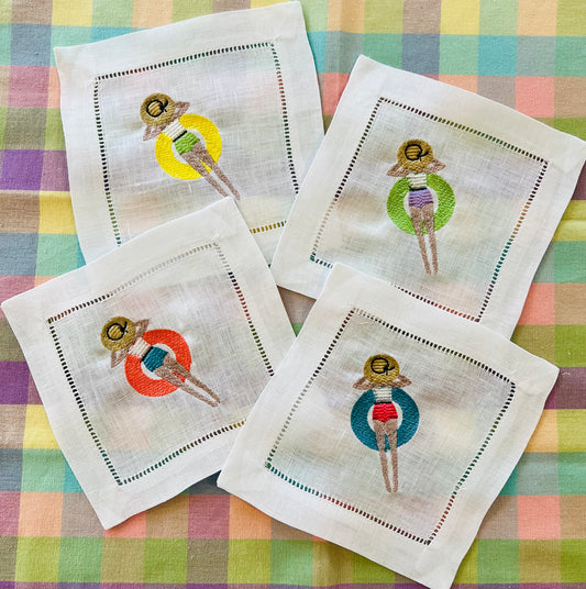 Floating Bathing Beauties Cocktail Napkins (Set of 4)