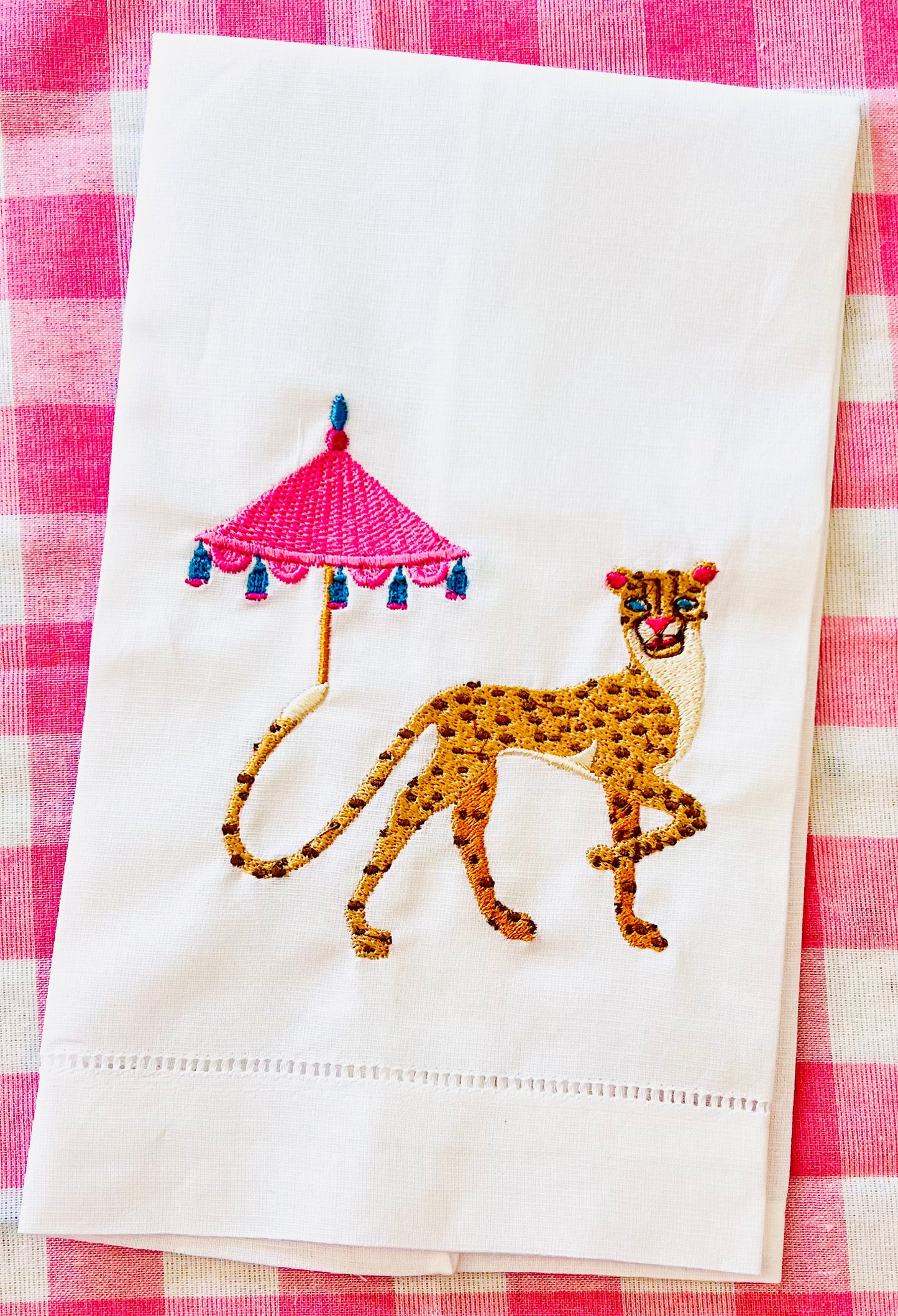 Cheetah and Umbrella Tea Towel