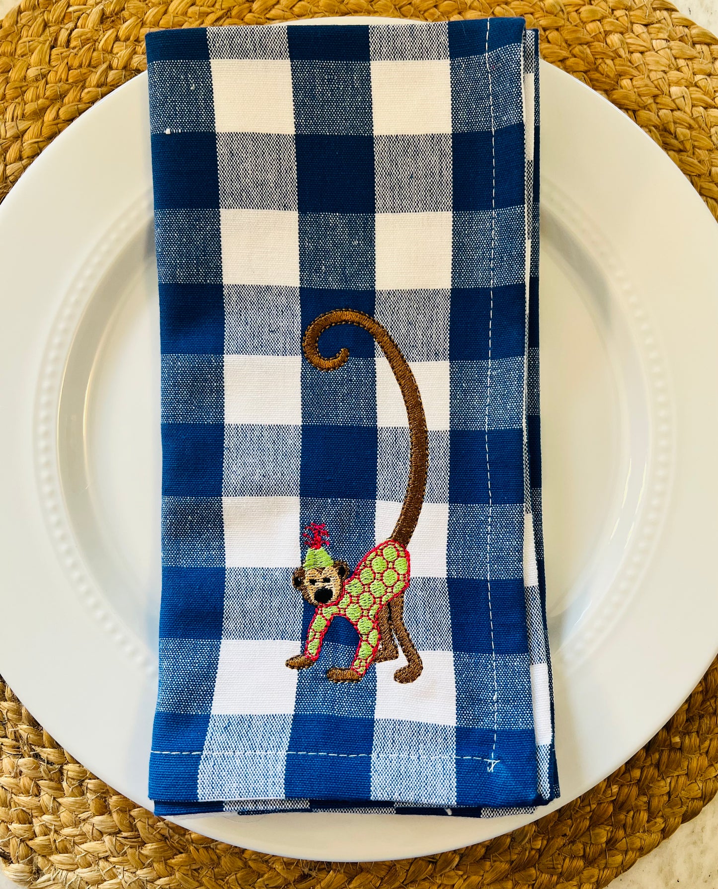 Chinoiserie Monkey Dinner Napkin