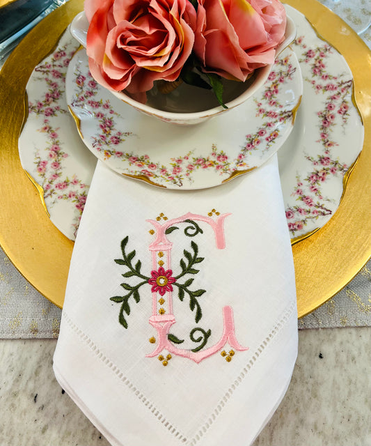 Regal Daisy Monogram Dinner Napkin