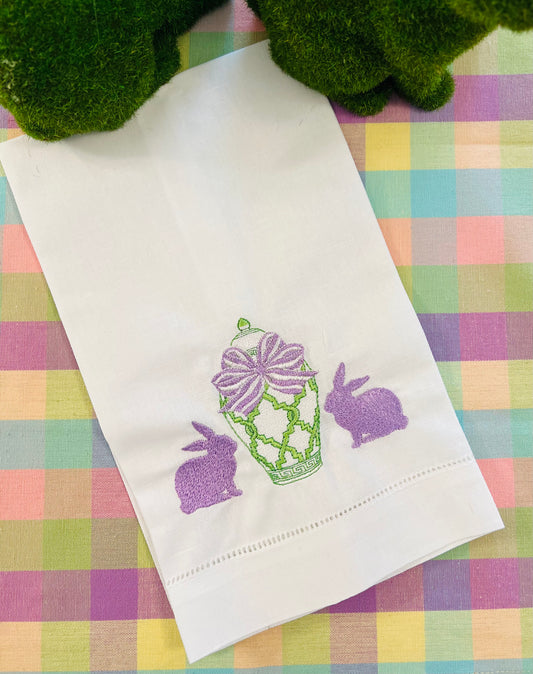 Chinoiserie Ginger Jar and Bunnies Tea Towel