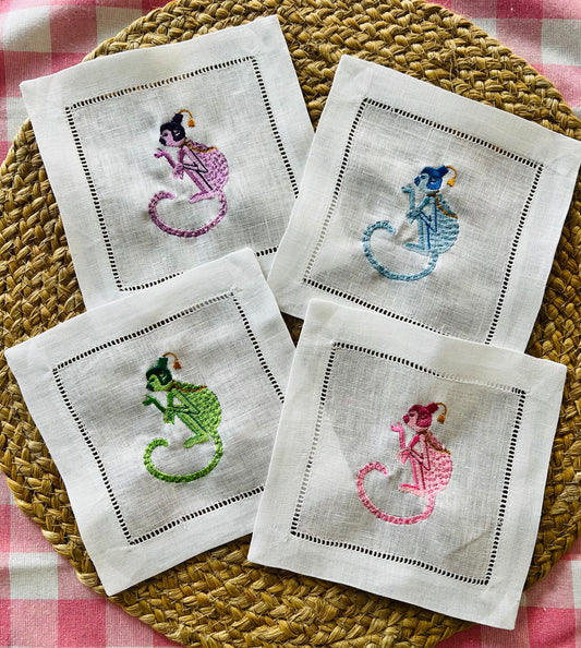 Chinoiserie Monkey Cocktail Napkins (Set of 4)