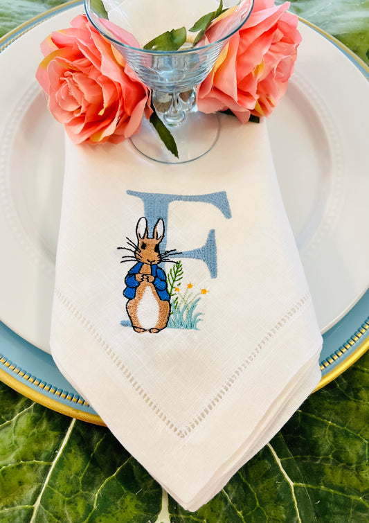 Bunny Monogram Dinner Napkin