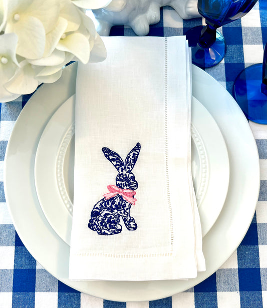 Chinoiserie Bunny with a Bow Dinner Napkin