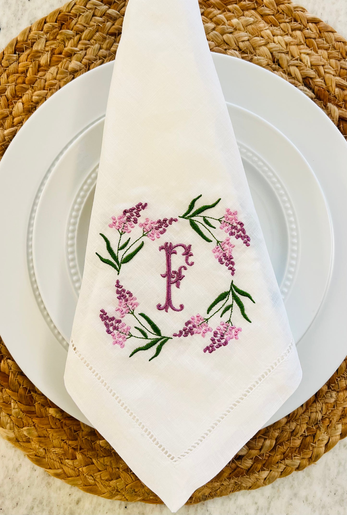 Wisteria with Monogram Dinner Napkin
