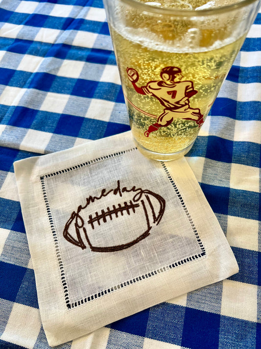 Game Day Embroidered Cocktail Napkin