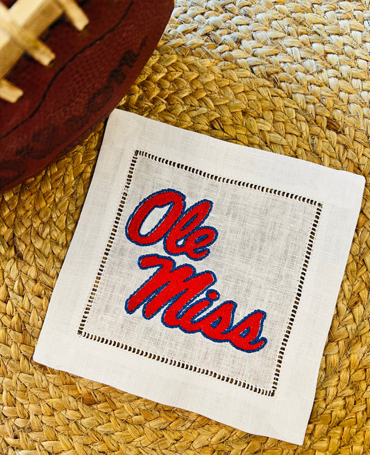 Ole Miss Set of 4 Cocktail Napkins